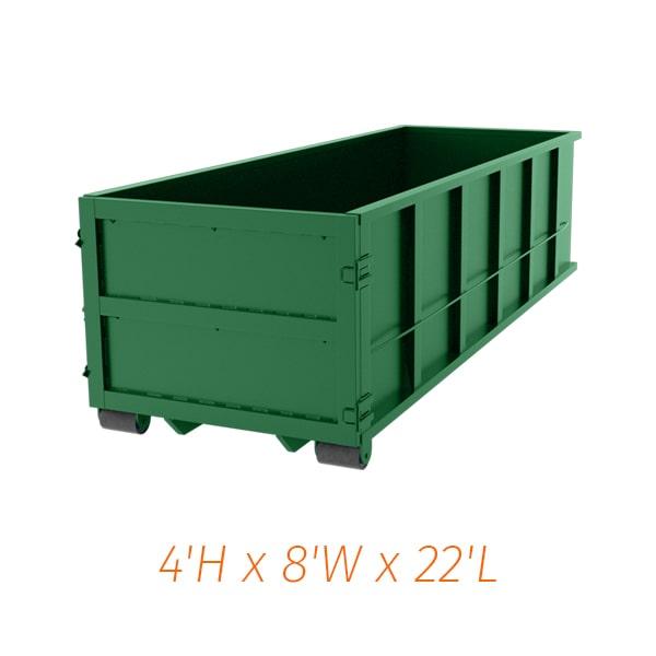 20 yard dumpsters are available for both commercial and residential use